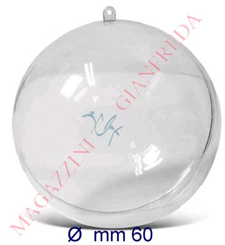 SFERA APRIBILE IN POLISTIRENE TRASPARENTE Ø MM 60 APPENDIBILE